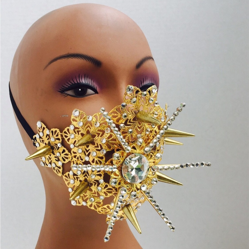 Gold face mask.
